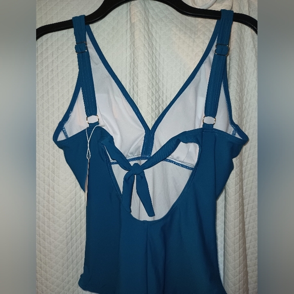 One Piece Swimsuits Tummy Control Ruched Push Up Bathing Suit Tie Back - Picture 7 of 10